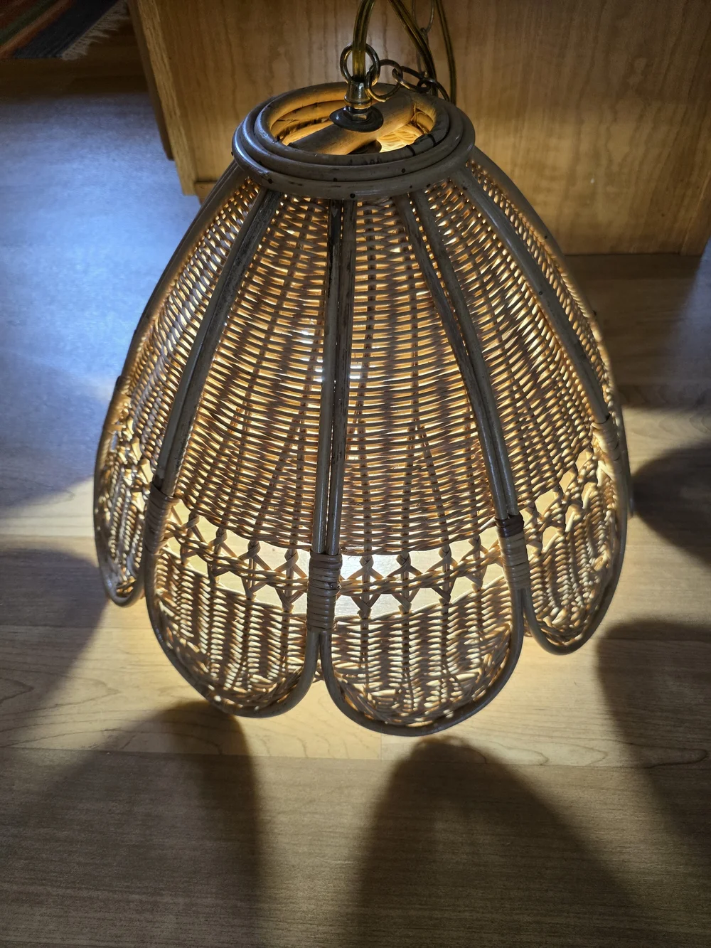 Handwoven Rattan Pendant Lantern - Natural Brown